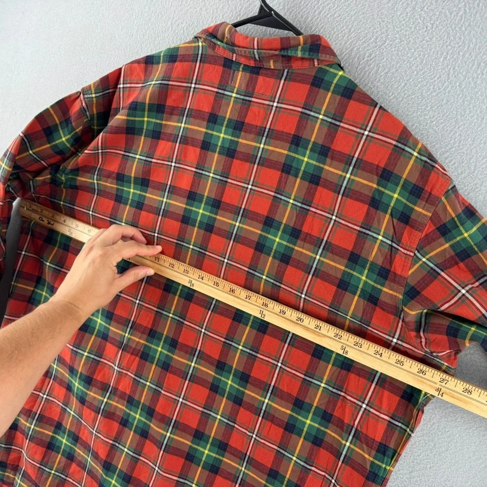 Polo Ralph Lauren Shirt Mens 2XL Red Plaid Cotton Shooting Hunting Chin Strap